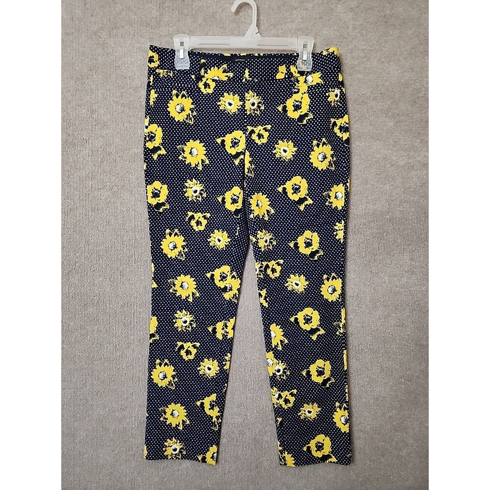 Banana Republic Sloan Pants Womens 6 Blue Floral Bi-Stretch Slim Ankle NEW